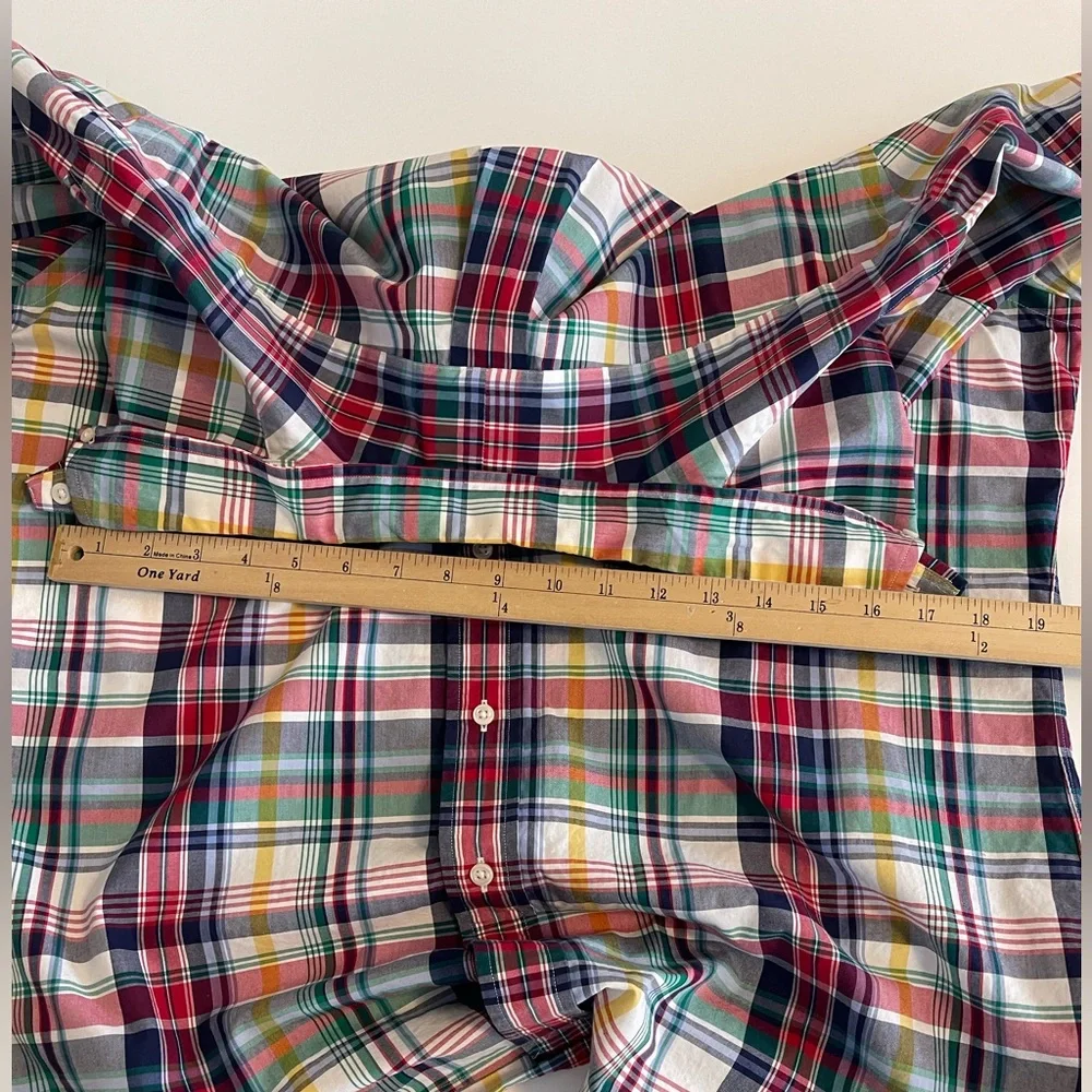 Ralph‎ Lauren Custom Fit Plaid Cotton Button Down Shirt Polo L